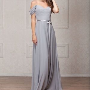 OFF THE SHOULDER PARTY PROM LONG DRESS AC824 SILVE